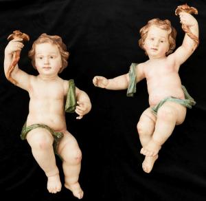 Coppia di putti reggitorcia XVIII sec.